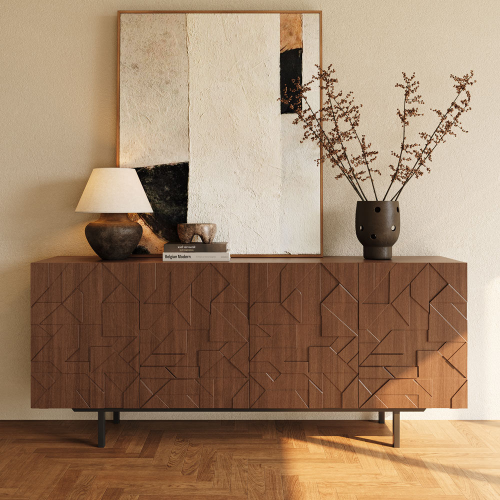 Perfect for 75 Inch TV Walnut Color MDF TV Stands