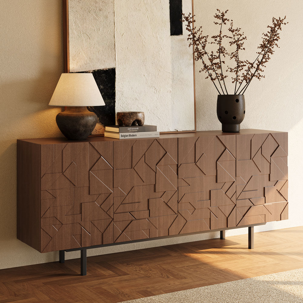 Wood Walnut Color MDF TV Stands