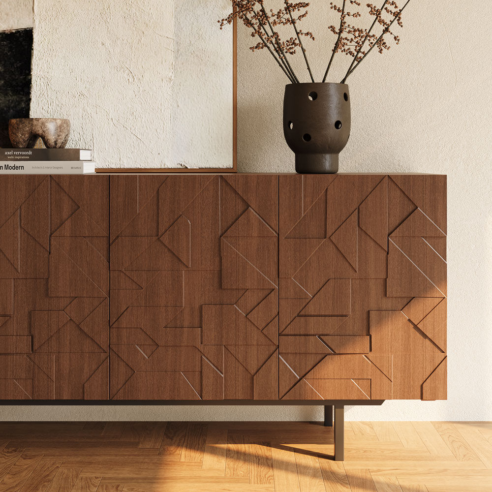 with Doors Walnut Color MDF TV Stands