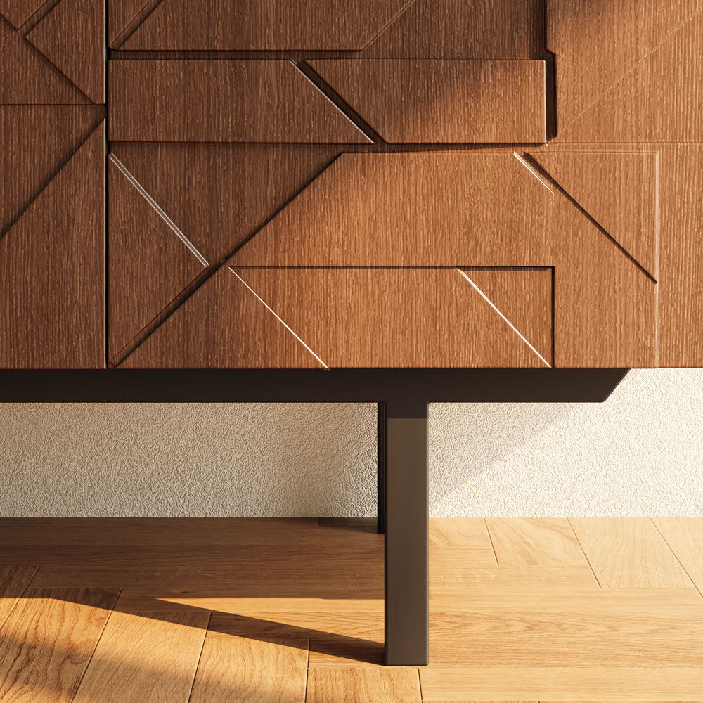 with Cabinets Walnut Color MDF TV Stands