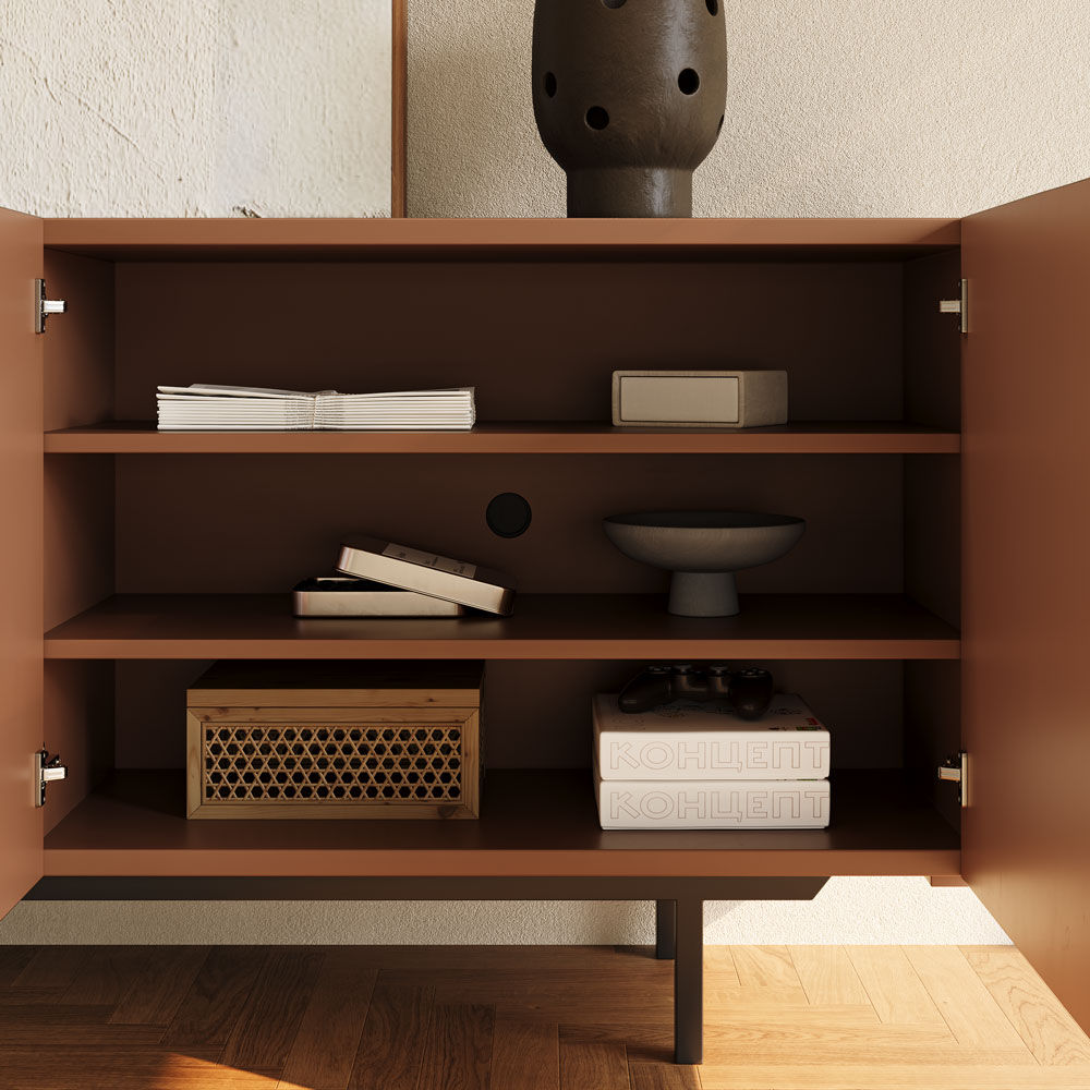 with Doors Walnut Color MDF TV Stands