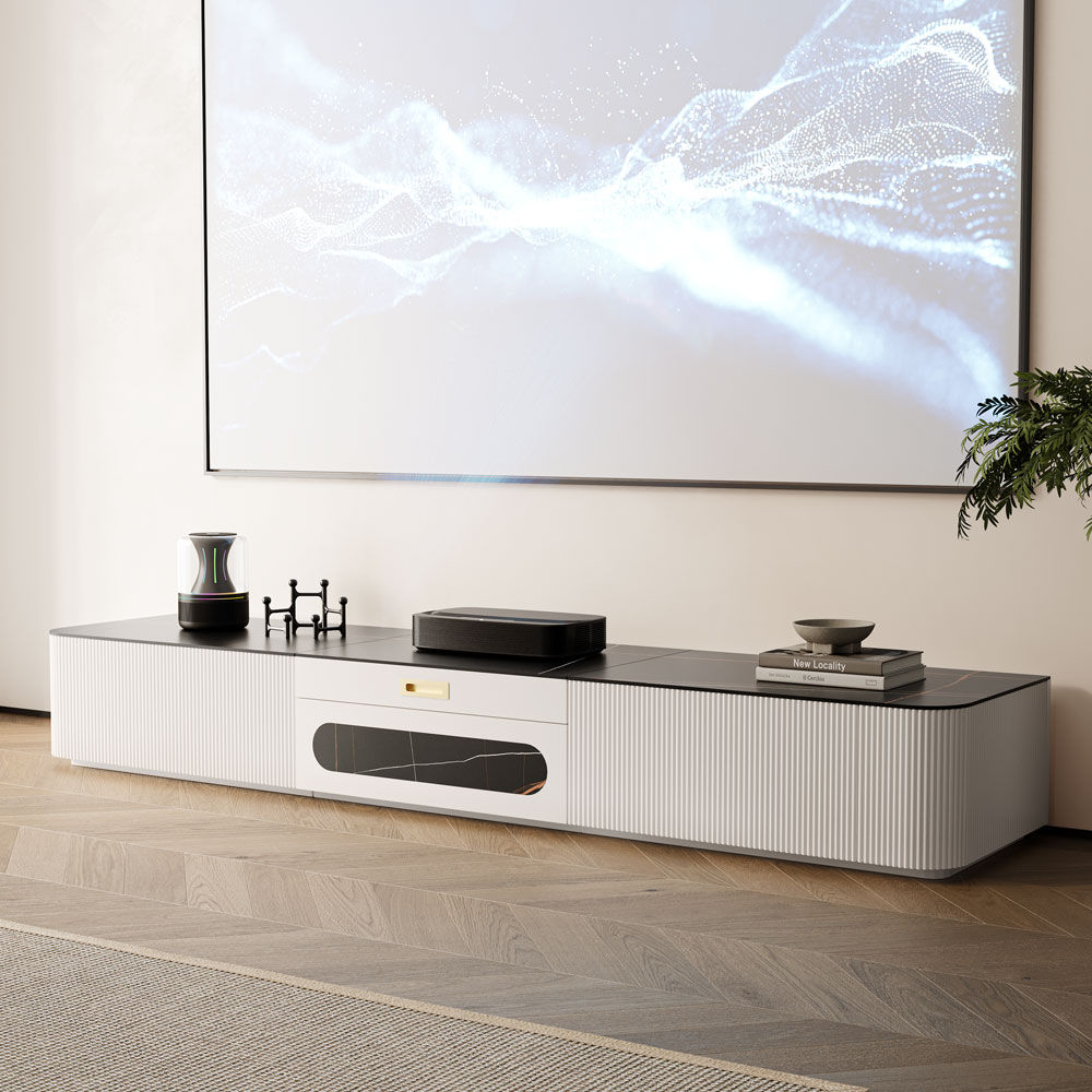 with Drawers Black & White Sintered Stone TV Stands