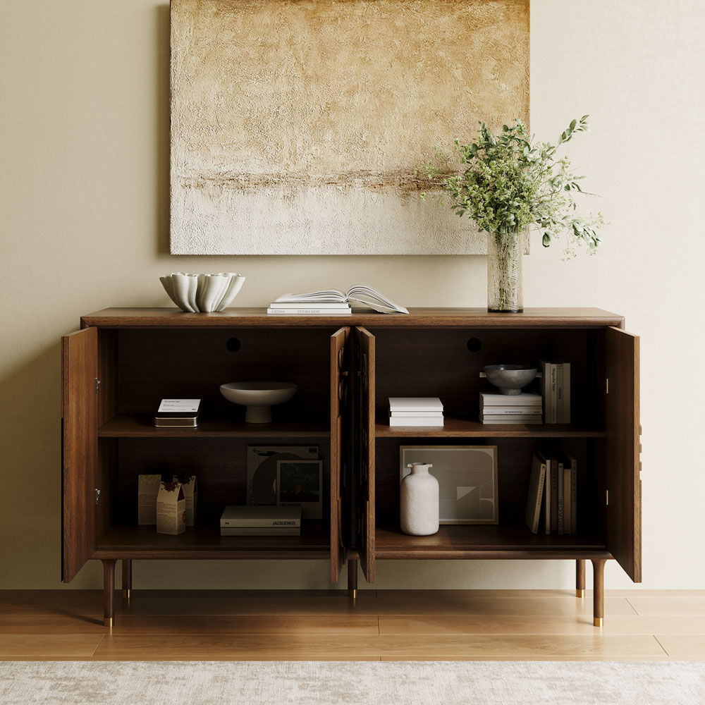 Mid Century Modern Walnut Color MDF TV Stands