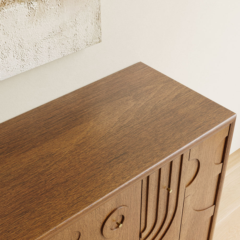 with Shelves Walnut Color MDF TV Stands