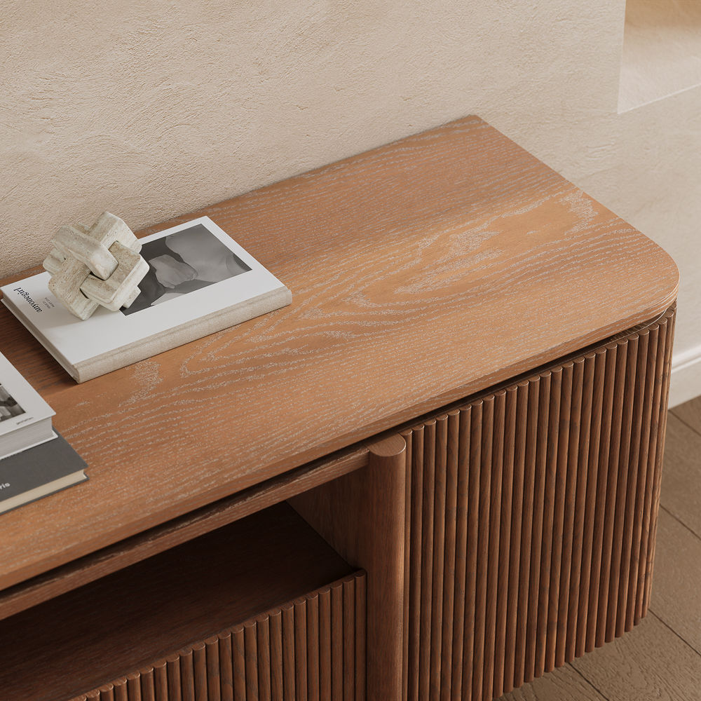 Perfect for 65 Inch TV Walnut Color Plywood TV Stands