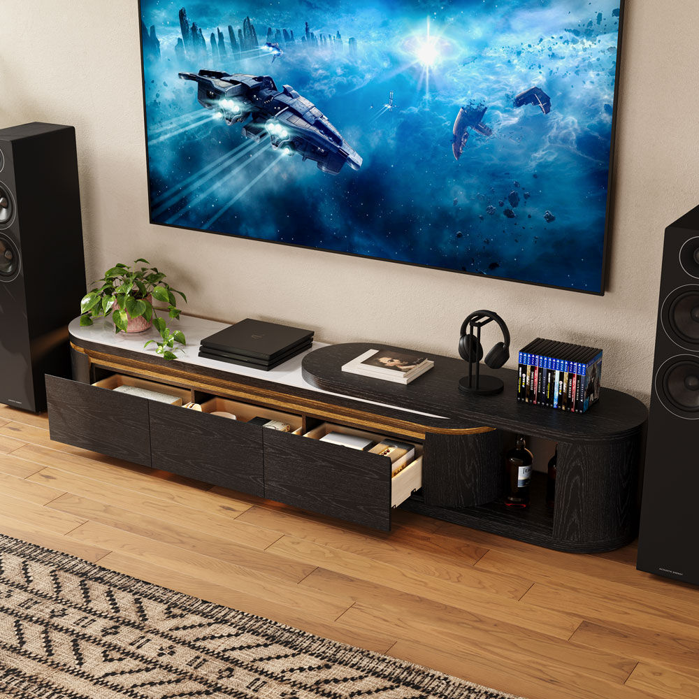 Extendable Black & White MDF  TV Stands