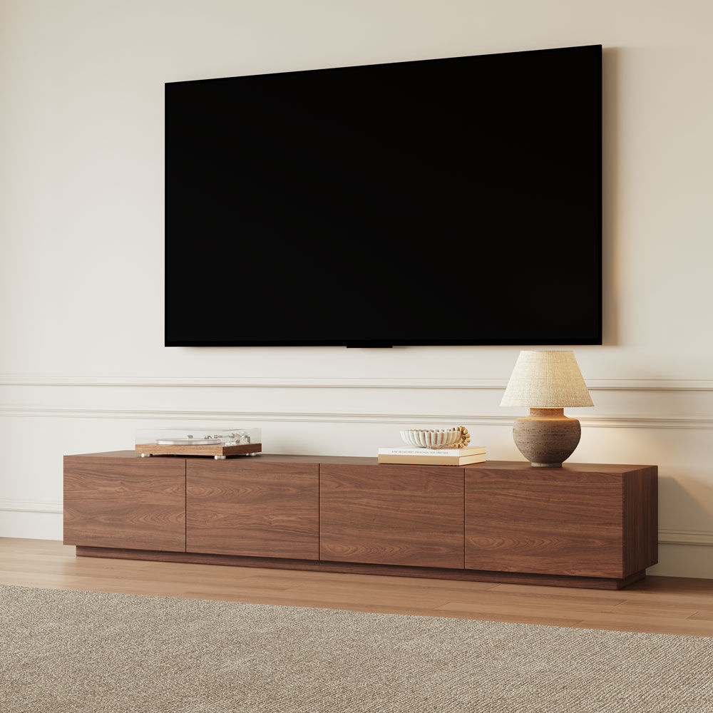 Perfect for 75 Inch TV Dark Wood MDF TV Stands