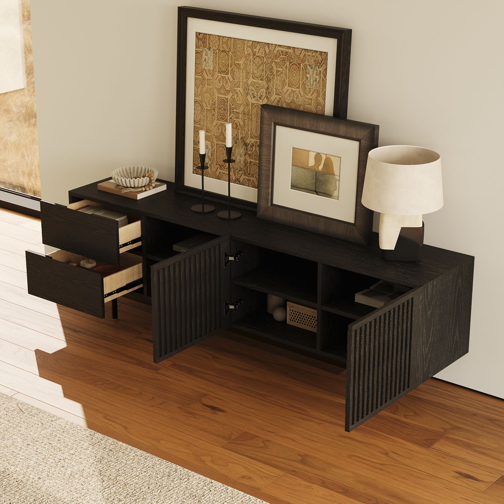 with Storage Black Plywood TV Stands