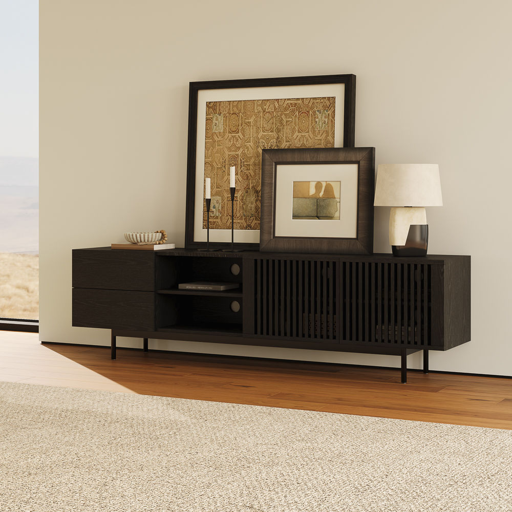 with Drawers Black Plywood TV Stands