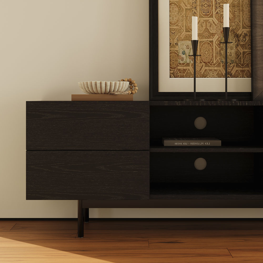 Mid Century Modern Black Plywood TV Stands