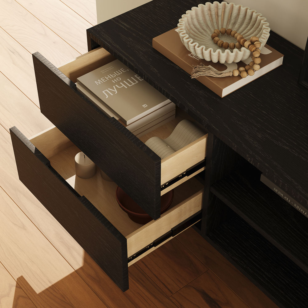 Mid Century Modern Black Plywood TV Stands
