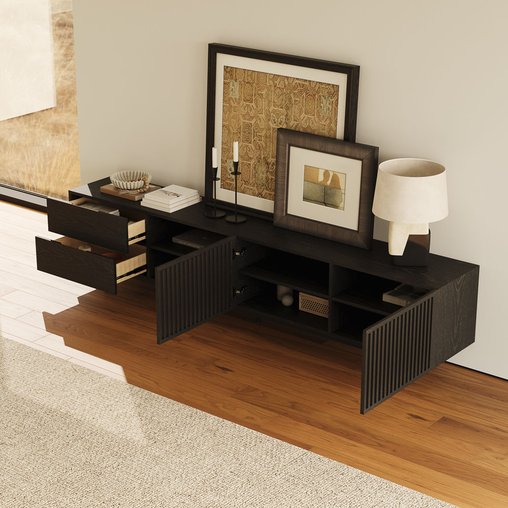 Perfect for 85 Inch TV Black Plywood TV Stands
