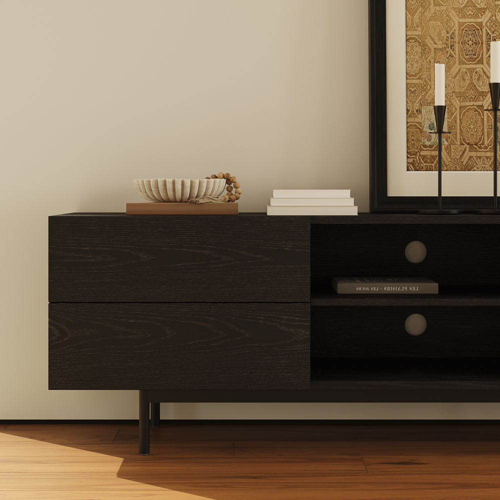 with Storage Black Plywood TV Stands