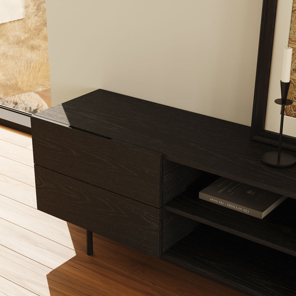Long Black Plywood TV Stands