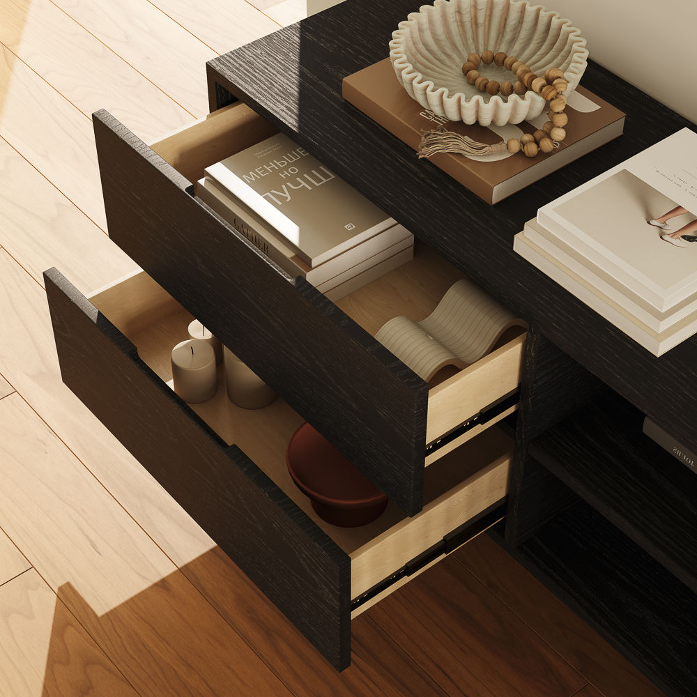 Perfect for 85 Inch TV Black Plywood TV Stands
