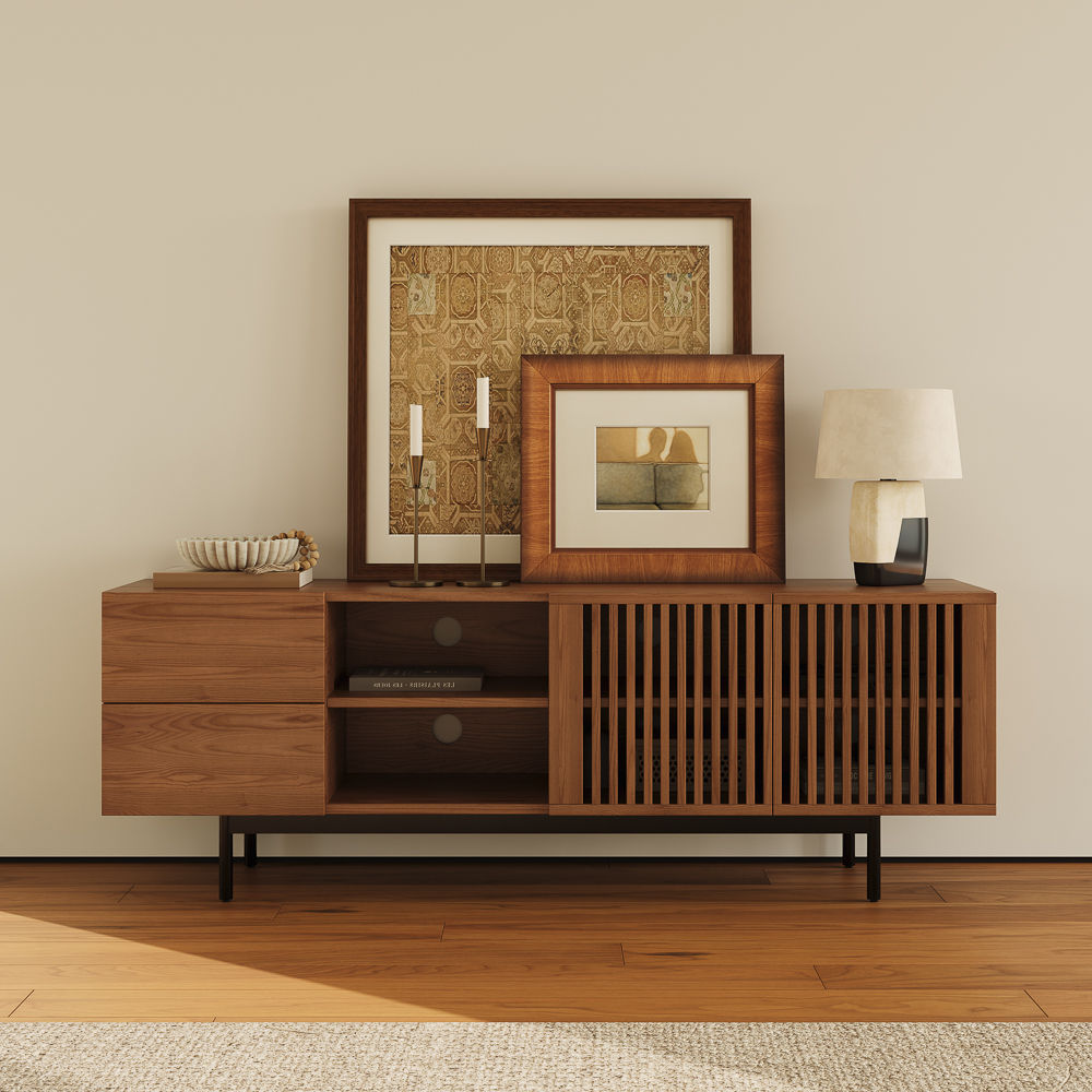 Perfect for 55 Inch TV Walnut Color Plywood TV Stands