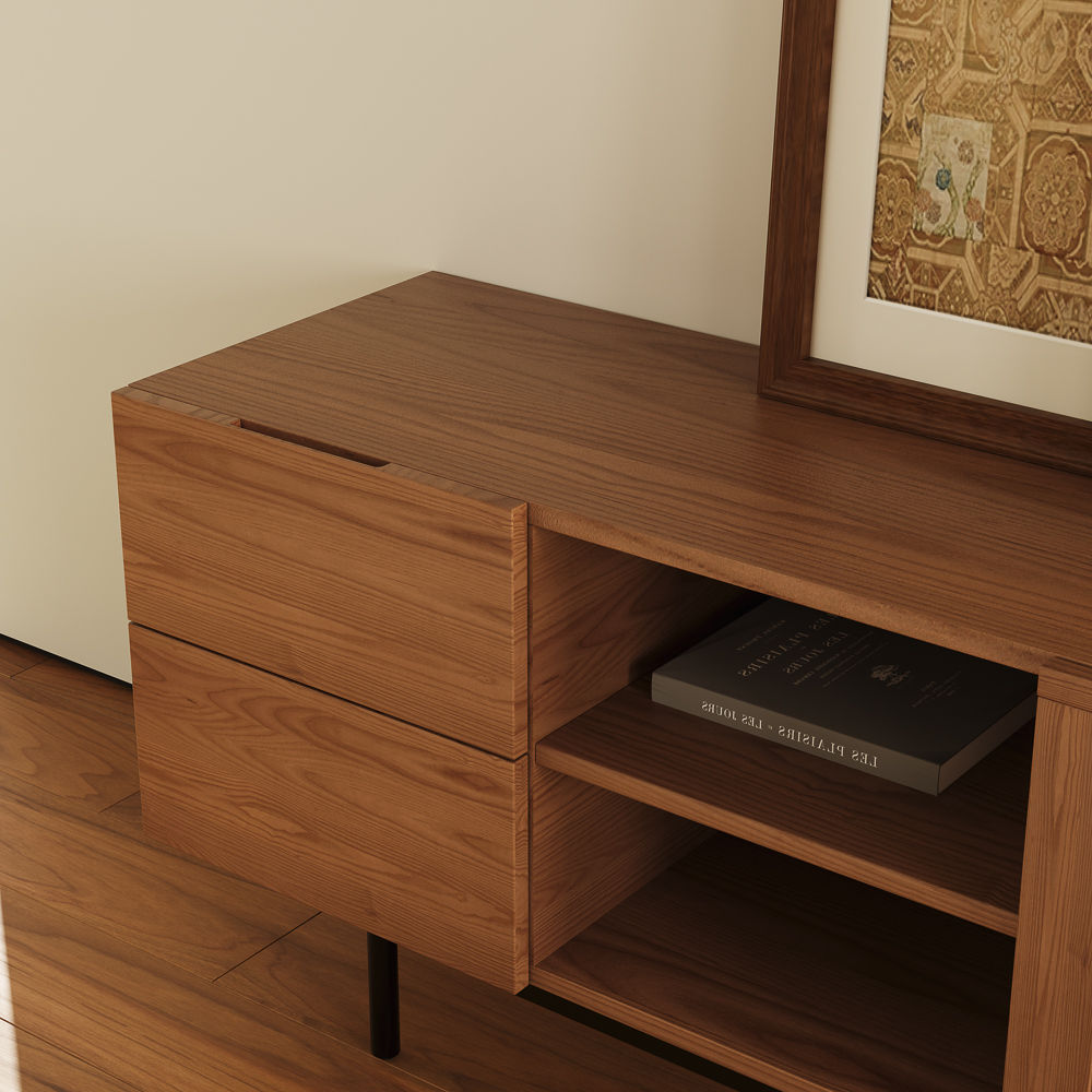 with Doors Walnut Color Plywood TV Stands