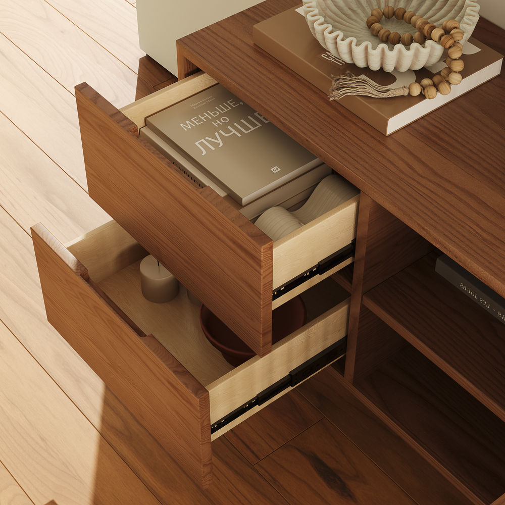 Bedroom Walnut Color Plywood TV Stands