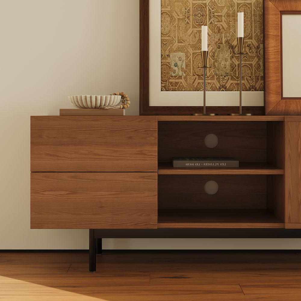 Perfect for 65 Inch TV Walnut Color Plywood TV Stands