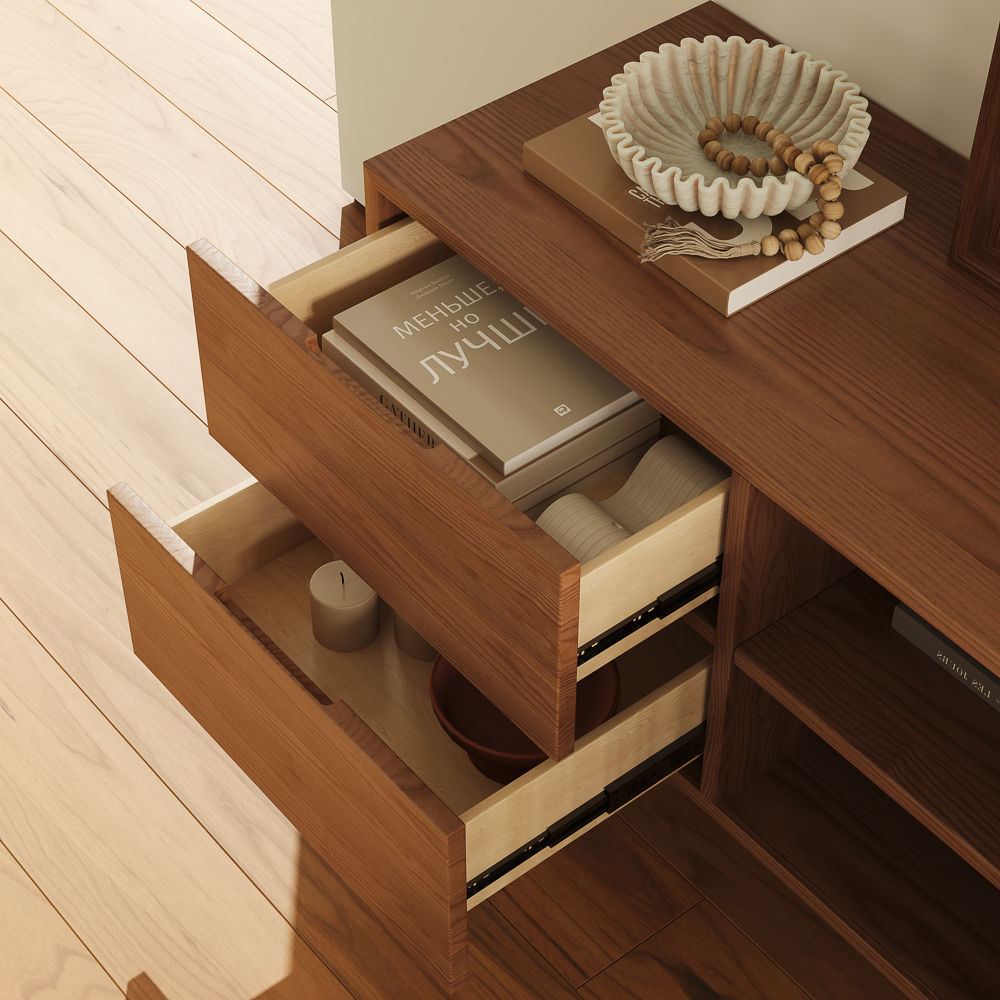 Living Room Walnut Color Plywood TV Stands
