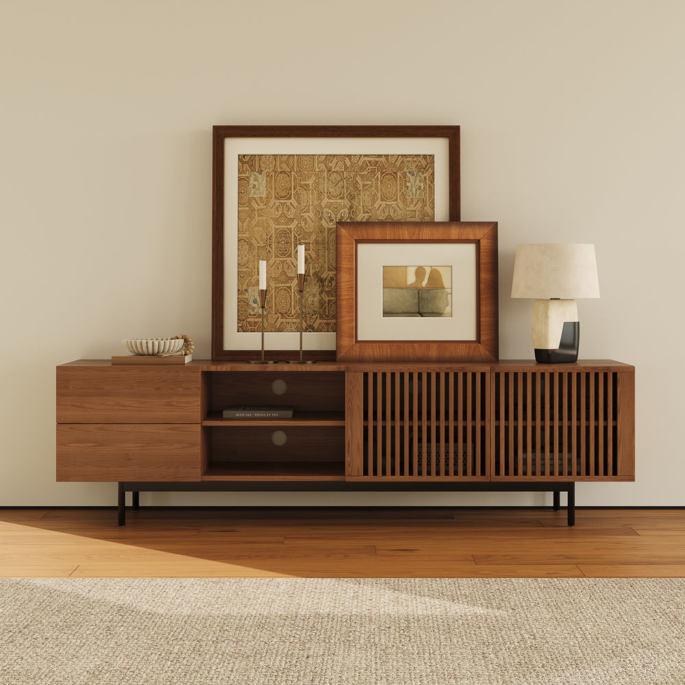 Large Walnut Color Plywood TV Stands