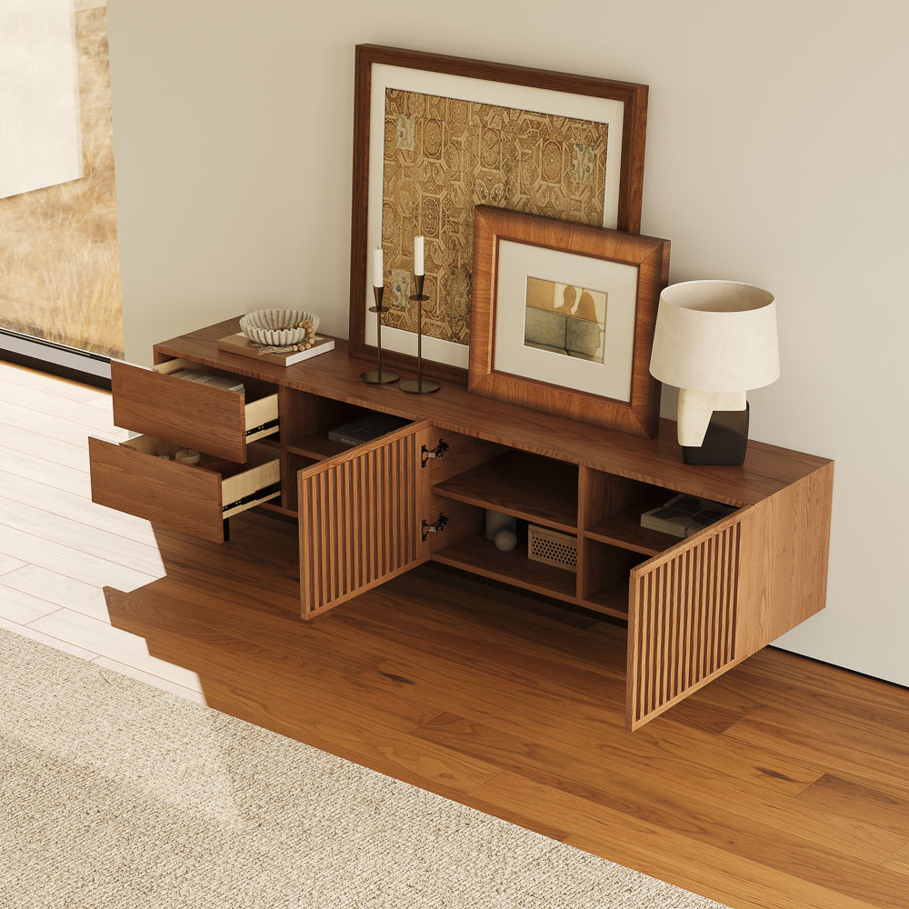 with Drawers Walnut Color Plywood TV Stands