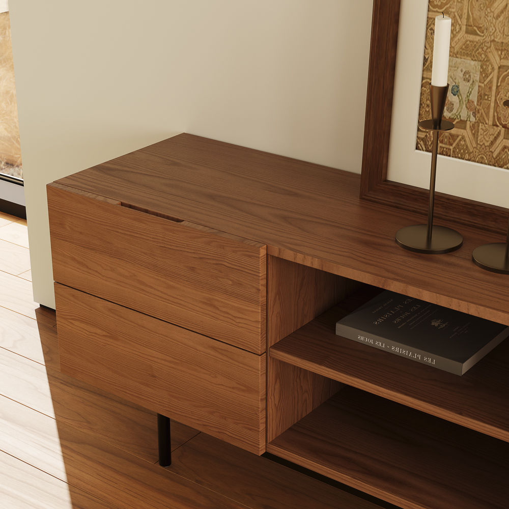 Living Room Walnut Color Plywood TV Stands
