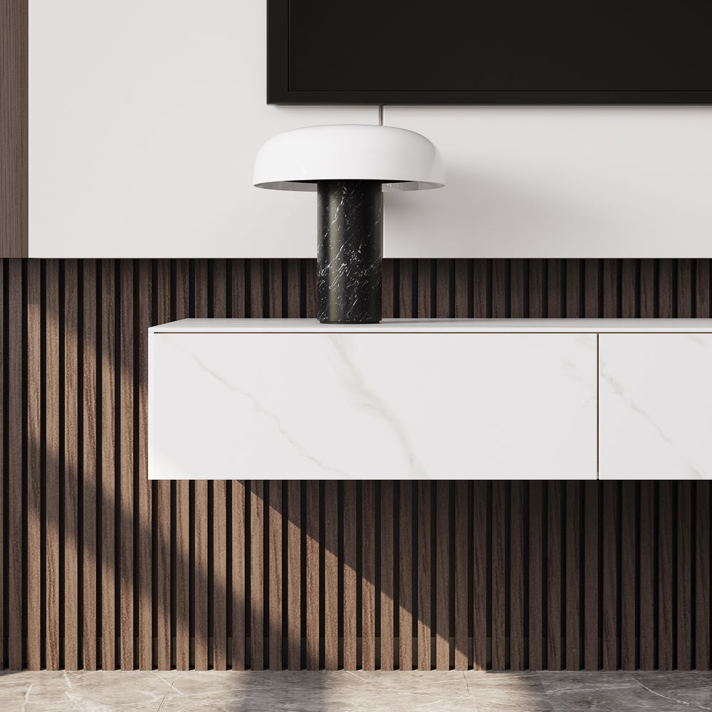 Floating White Sintered Stone TV Stands