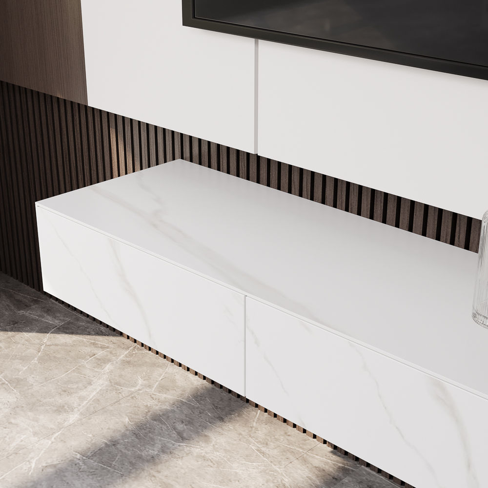 Living Room White Sintered Stone TV Stands