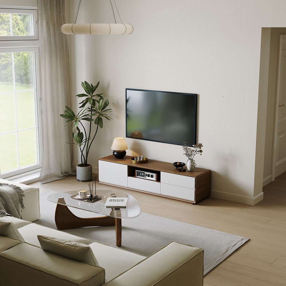 Dark Wood & White MDF TV Stands