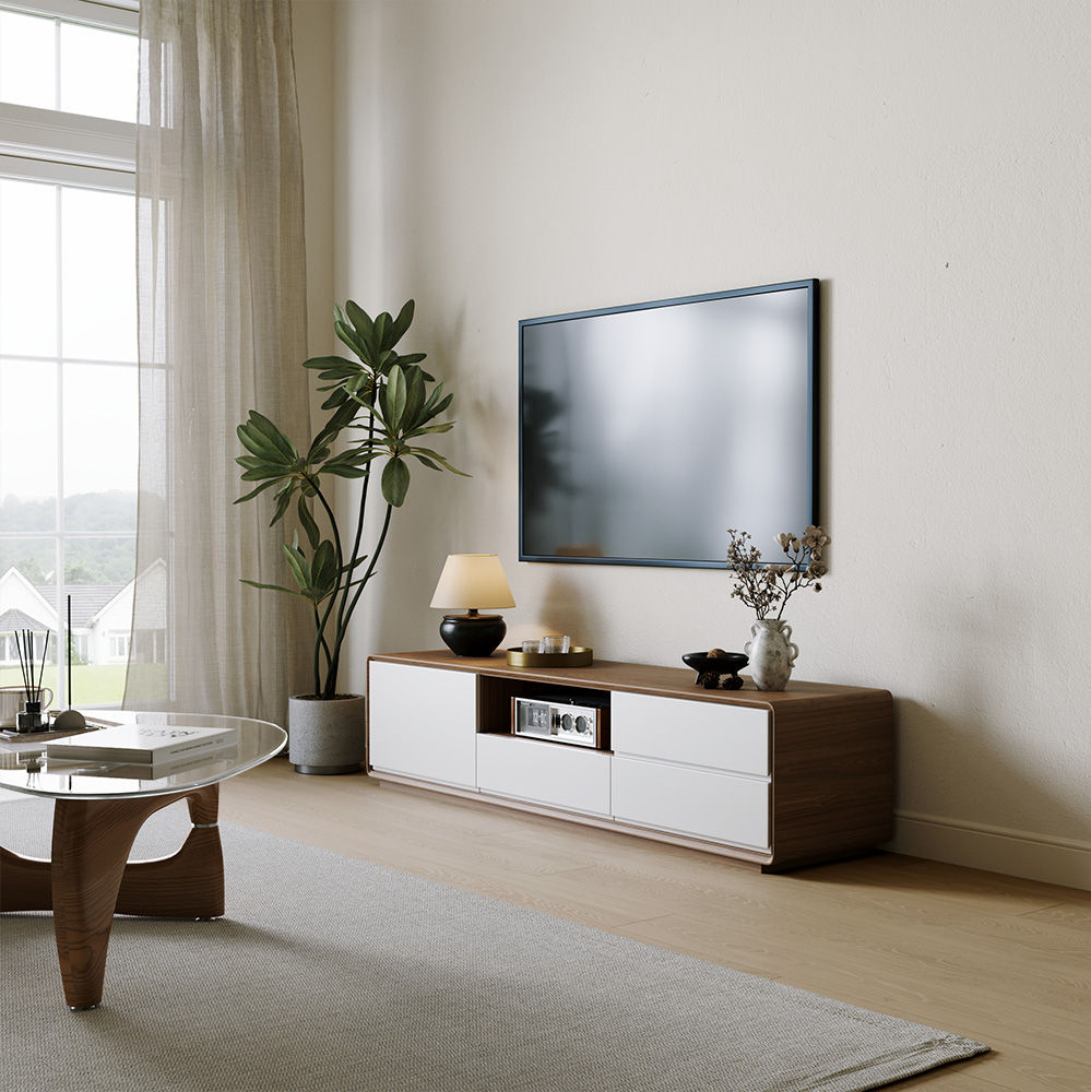 Dark Wood & White MDF TV Stands