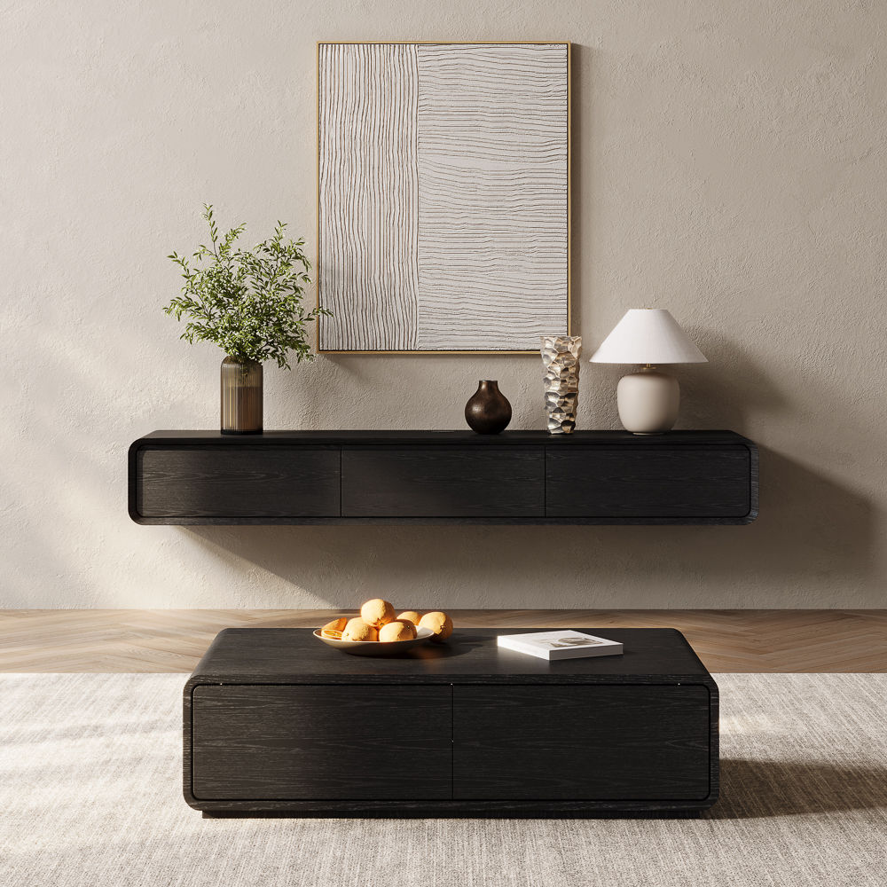 Oak Black MDF TV Stands