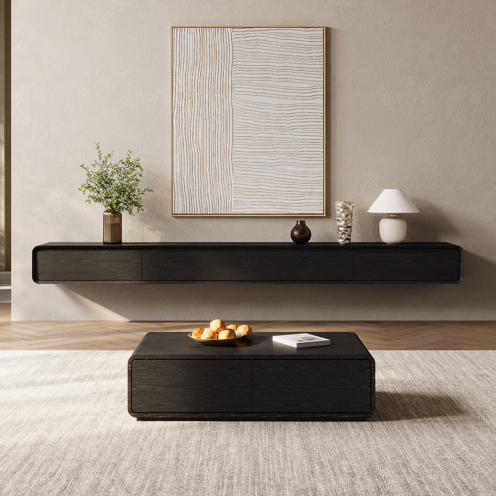 Floating Black MDF TV Stands