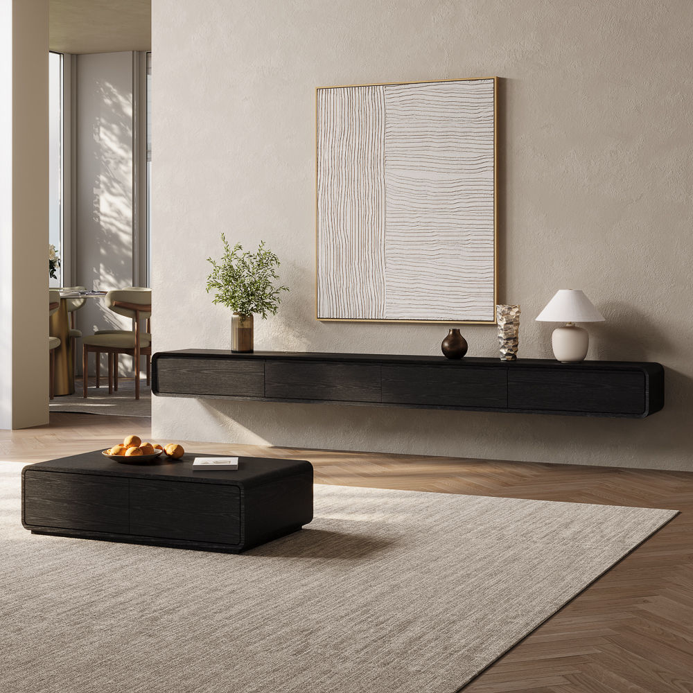 Floating Black MDF TV Stands
