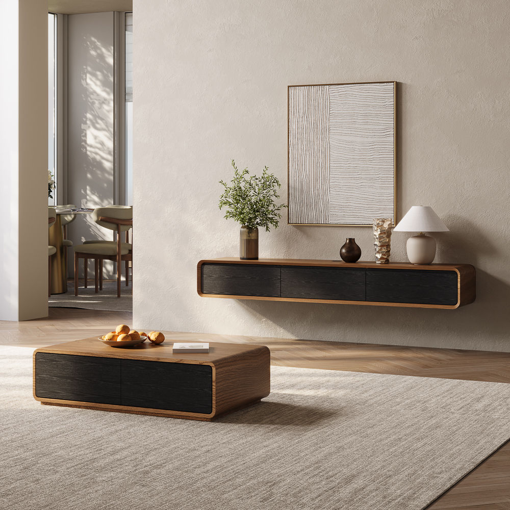 Modern Dark Wood & Black MDF TV Stands