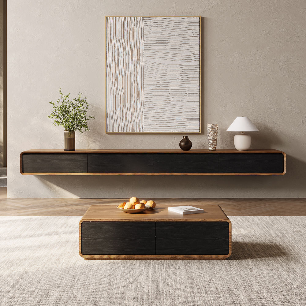 Modern Dark Wood & Black MDF TV Stands