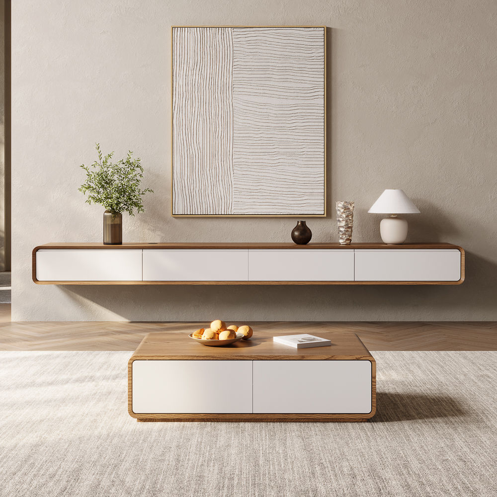 Oak Dark Wood & White MDF TV Stands