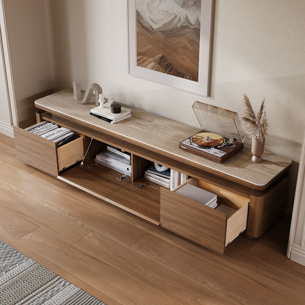 Mid Century Modern Walnut Color MDF TV Stands