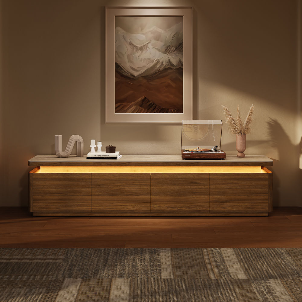 Sintered Stone Walnut Color MDF TV Stands