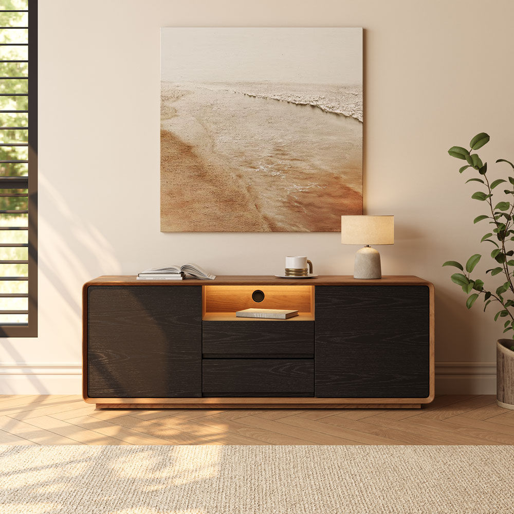 Wood Dark Wood & Black MDF TV Stands