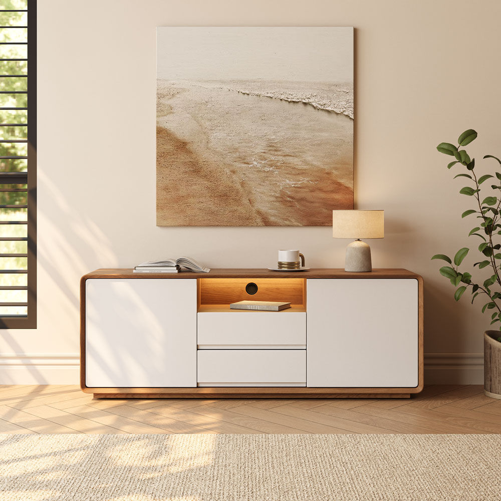 Wood Dark Wood & White MDF TV Stands