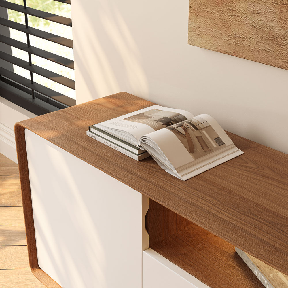 with Storage Dark Wood & White MDF TV Stands