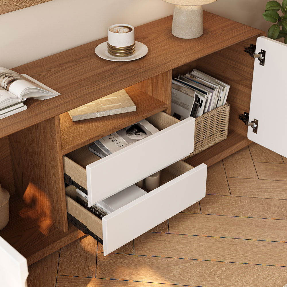 Wood Dark Wood & White MDF TV Stands