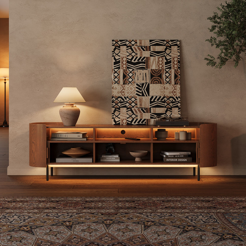 Walnut Walnut Color MDF TV Stands
