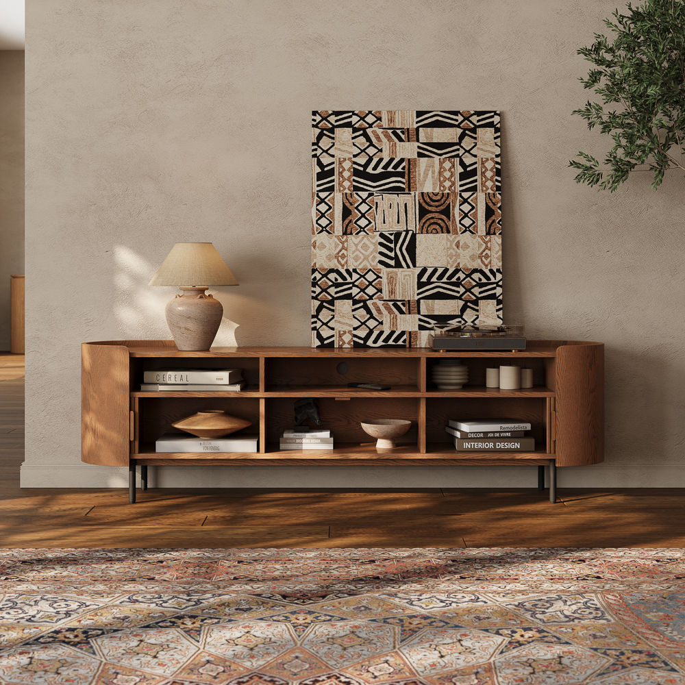 Mid Century Modern Walnut Color MDF TV Stands