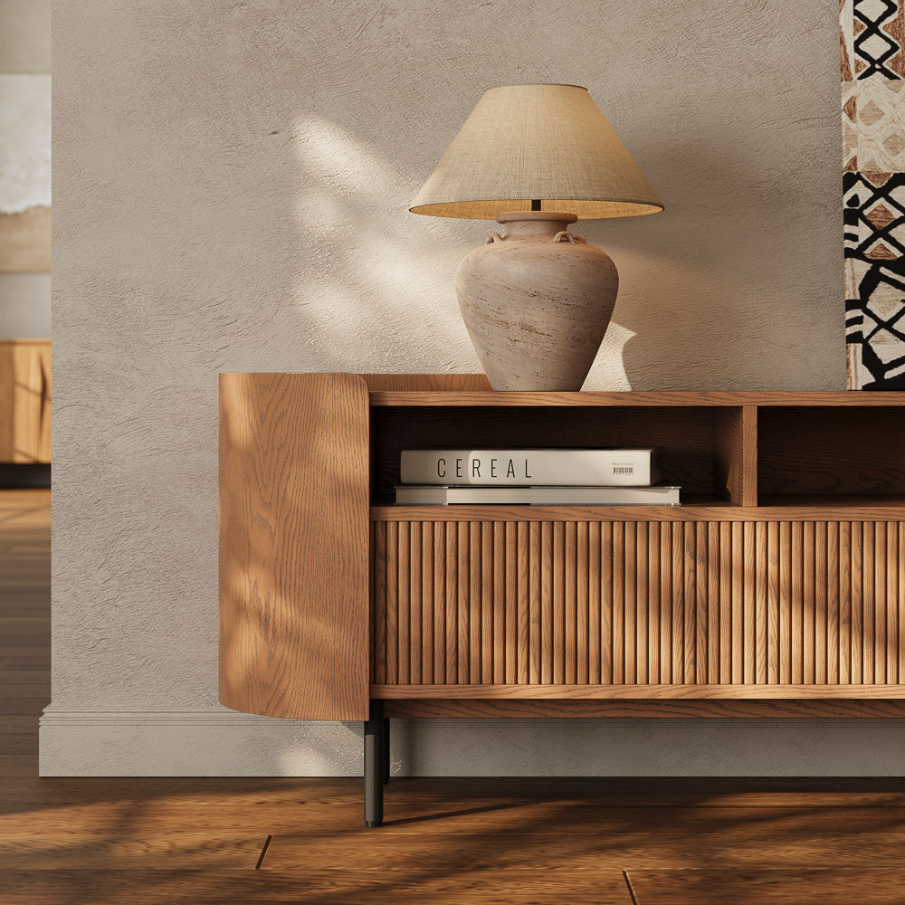 Mid Century Modern Walnut Color MDF TV Stands