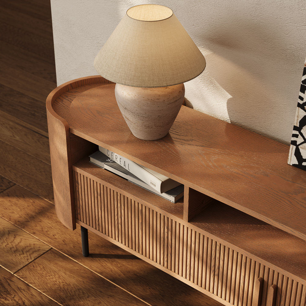 Carbon Steel Walnut Color MDF TV Stands