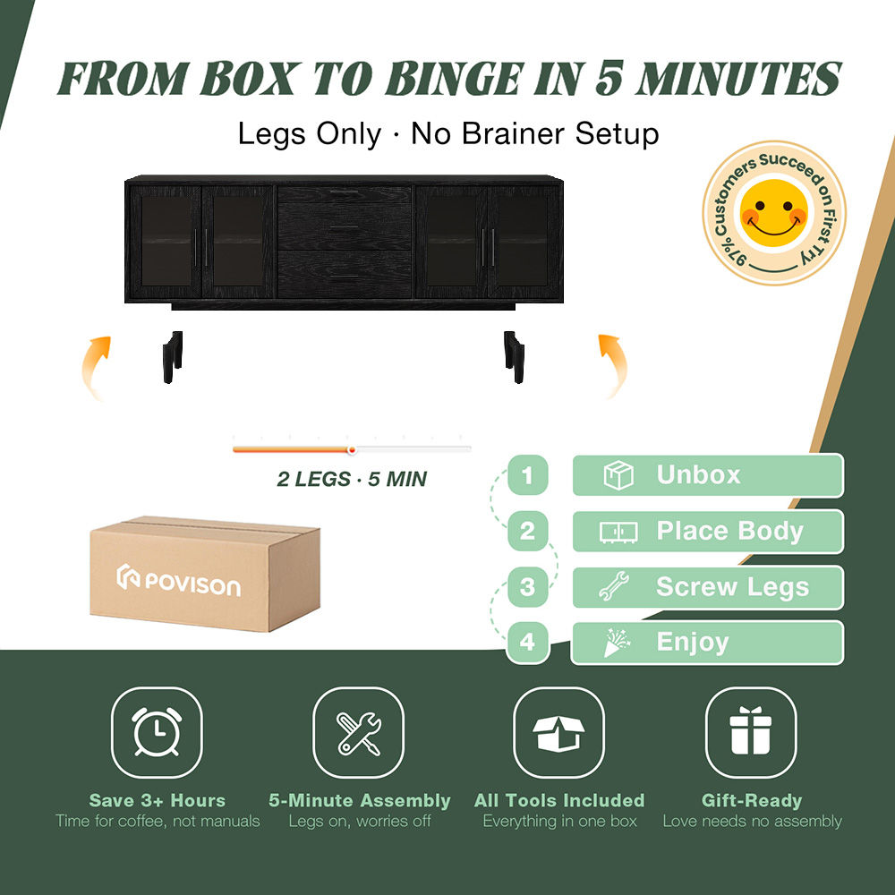 Mid Century Modern Black MDF TV Stands