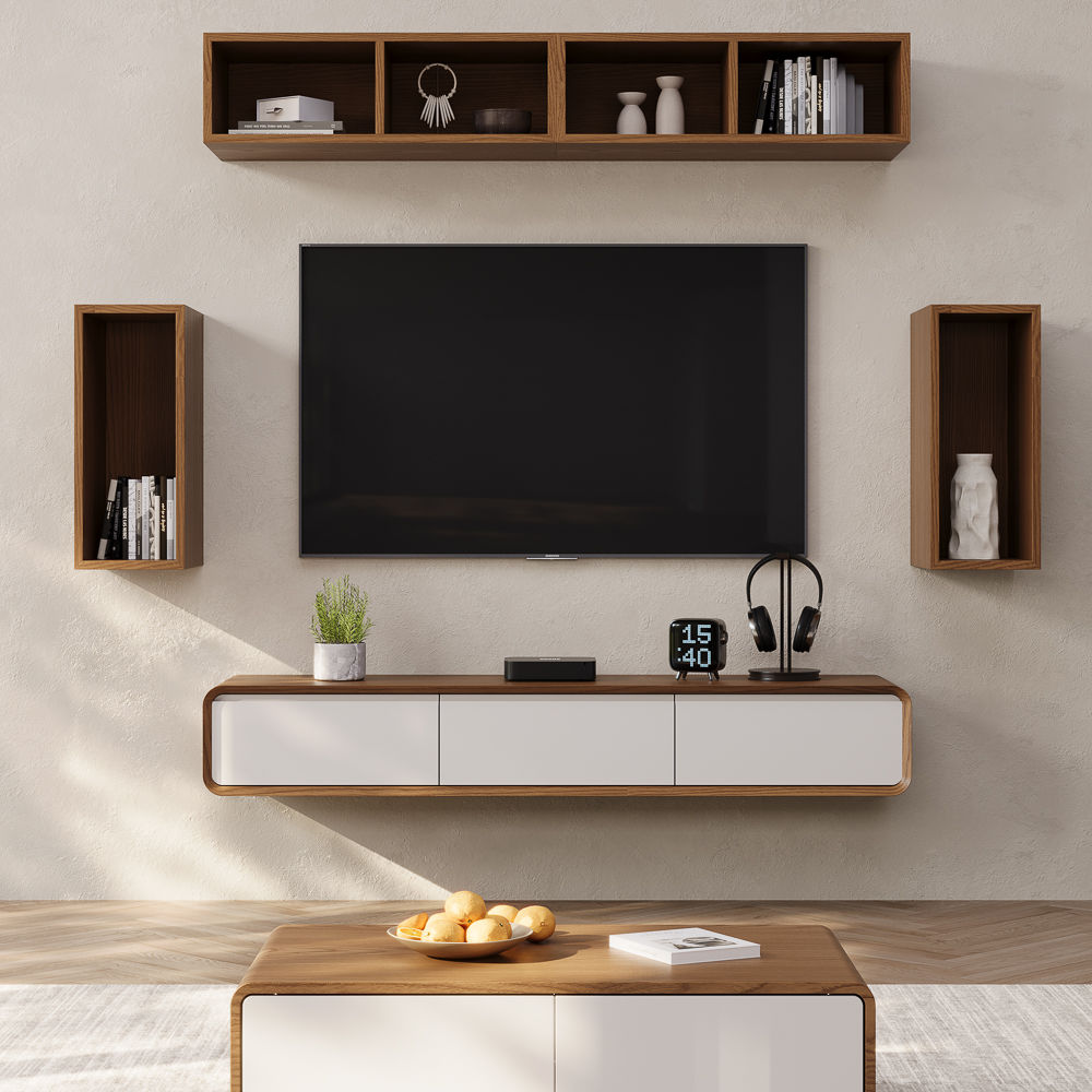 Dark Wood & White MDF TV Stands