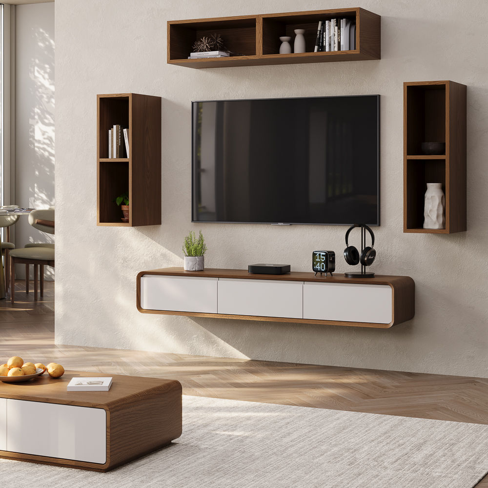 Dark Wood & White MDF TV Stands